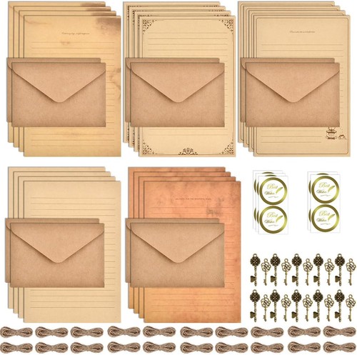 Vintage briefpapier set 60stk - set,