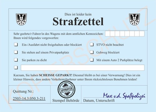 Strafzettel für falschparker - strafzettel,